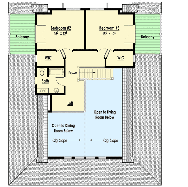 Plan 18283BE: Sloping Lot Lake House Plan with Magnificent Wraparound Porch - 2078 Sq Ft - Floor Plan - 2nd Floor - Coastal, Craftsman, Mountain, New American, Northwest, Rustic, Shingle, Vacation