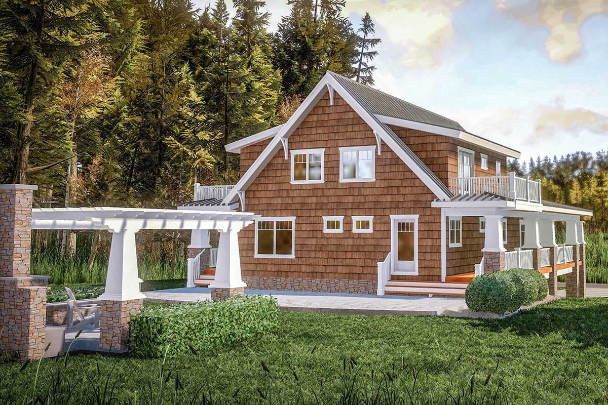 Plan 18283BE: Sloping Lot Lake House Plan with Magnificent Wraparound Porch - 2078 Sq Ft - Image #6 - Coastal, Craftsman, Mountain, New American, Northwest, Rustic, Shingle, Vacation