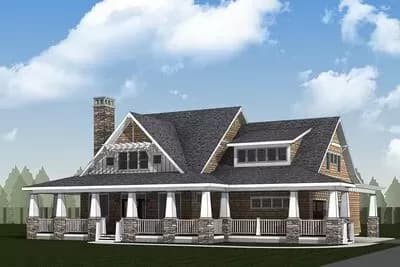 Storybook Country House Plan with Huge Front Porch - 2188 Sq Ft