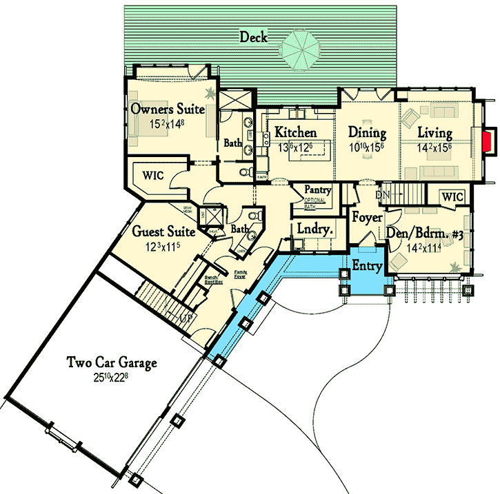 Plan 18290BE: Flexible Cottage House Plan with Up to 4 Beds - 1758 Sq Ft - Floor Plan - Main Level - Cottage, Craftsman, Northwest