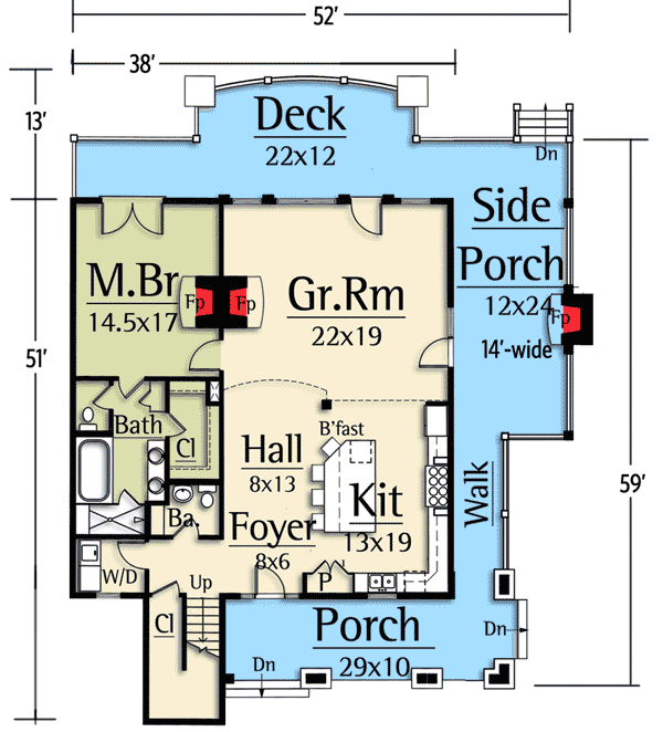 Plan 18700CK: Mountain Cottage - Floor Plan - Main Level - Cottage, Craftsman, Mountain, Rustic, Vacation