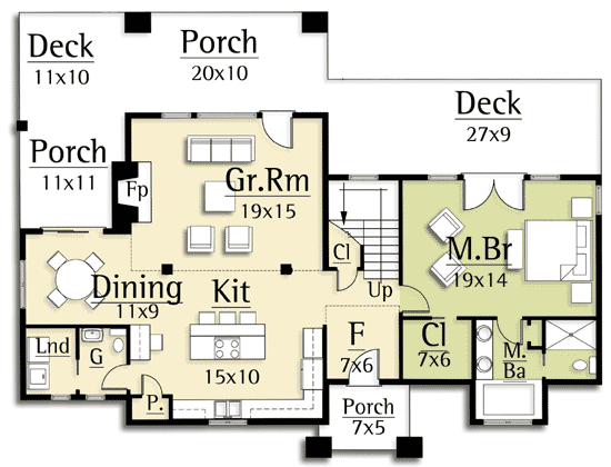 Plan 18708CK: Rugged Country Home with Great Master Suite - Floor Plan - Main Level - Cottage, Craftsman, Mountain, Rustic, Vacation