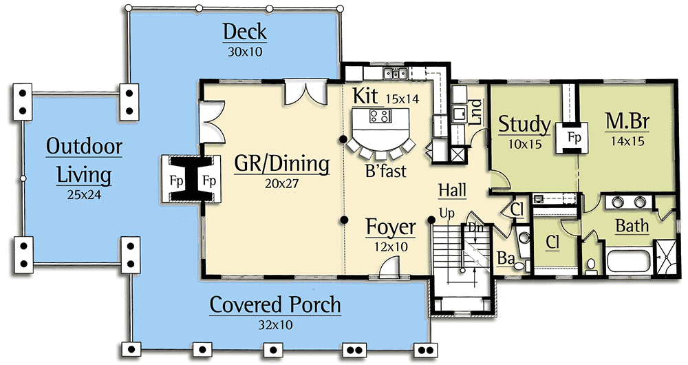 Plan 18709CK: Mountain Home Plan with Wrap-Around Outdoor Living Area - Floor Plan - Main Level - Coastal, Craftsman, Mountain, Northwest, Rustic, Vacation