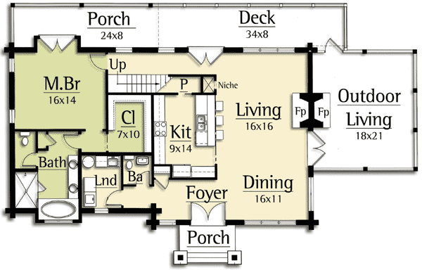 Plan 18712CK: Three Outdoor Living Spaces - Floor Plan - Main Level - Craftsman, Mountain, Rustic, Vacation