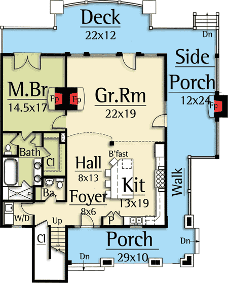Plan 18715CK: Rustic Lodge House Plan - Floor Plan - Main Level - Cottage, Country, Mountain, Rustic, Vacation