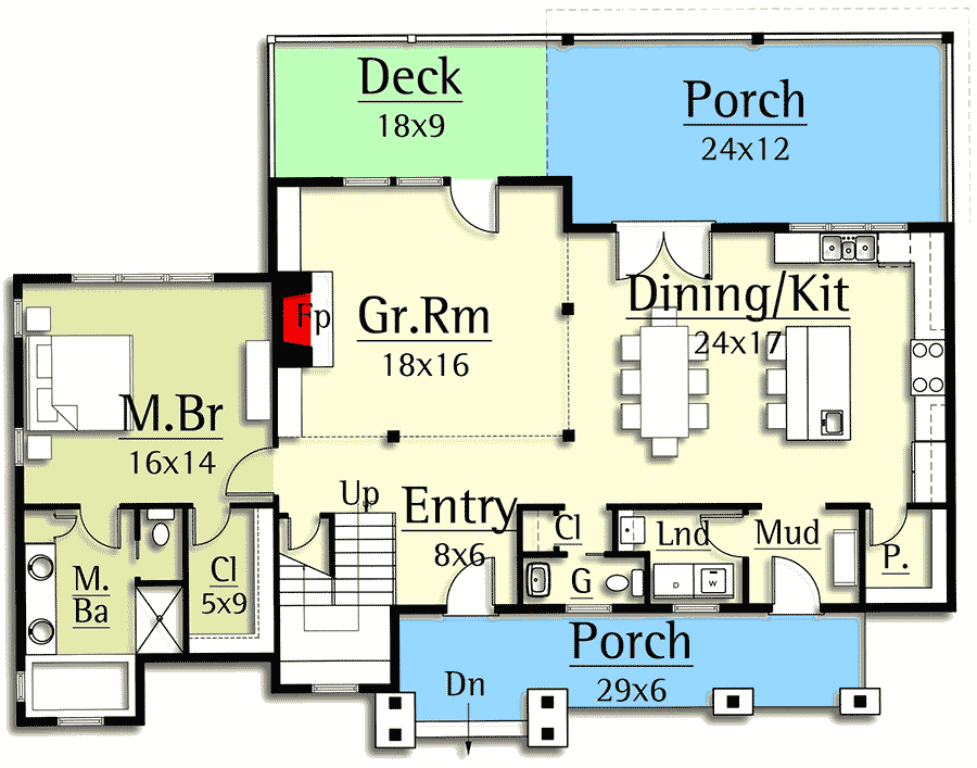 Plan 18716CK: Informal Mountain Living - Floor Plan - Main Level - Craftsman, Mountain, Rustic, Vacation