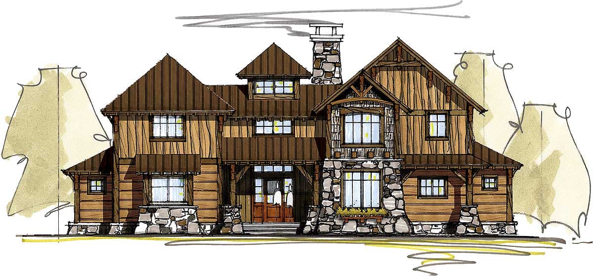 Plan 18718CK: Lodge Home Plan with Second Floor Bridge - Image #7 - Craftsman, Log Cabin, Mountain, Rustic, Vacation
