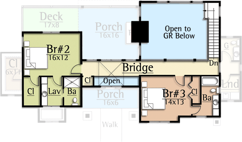 Plan 18752CK: Rugged Rustic House Plan with Second Floor Bridge - 2340 Sq Ft - Floor Plan - 2nd Floor - Craftsman, Mountain, Northwest, Rustic, Vacation