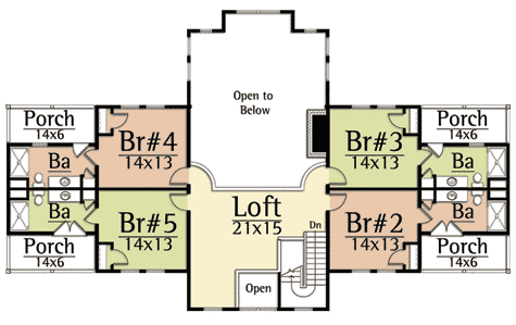 Plan 18778CK: Mountain Home Plan Surrounded by Decks and Porches - Floor Plan - 2nd Floor - Craftsman, Mountain, Rustic, Vacation