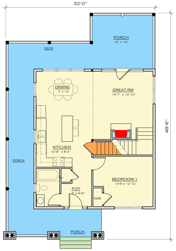 Plan 18805CK: Small Rustic Home Plan Classic - Floor Plan - Main Level - Cottage, Mountain, Rustic, Vacation