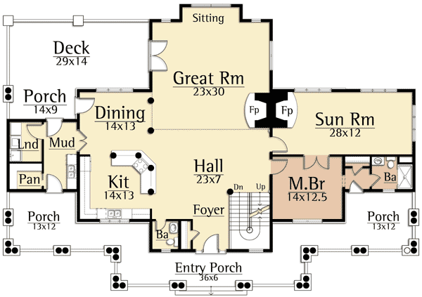 Plan 18817CK: Wood and Stone Mountain Beauty - Floor Plan - Main Level - Craftsman, Mountain, Rustic
