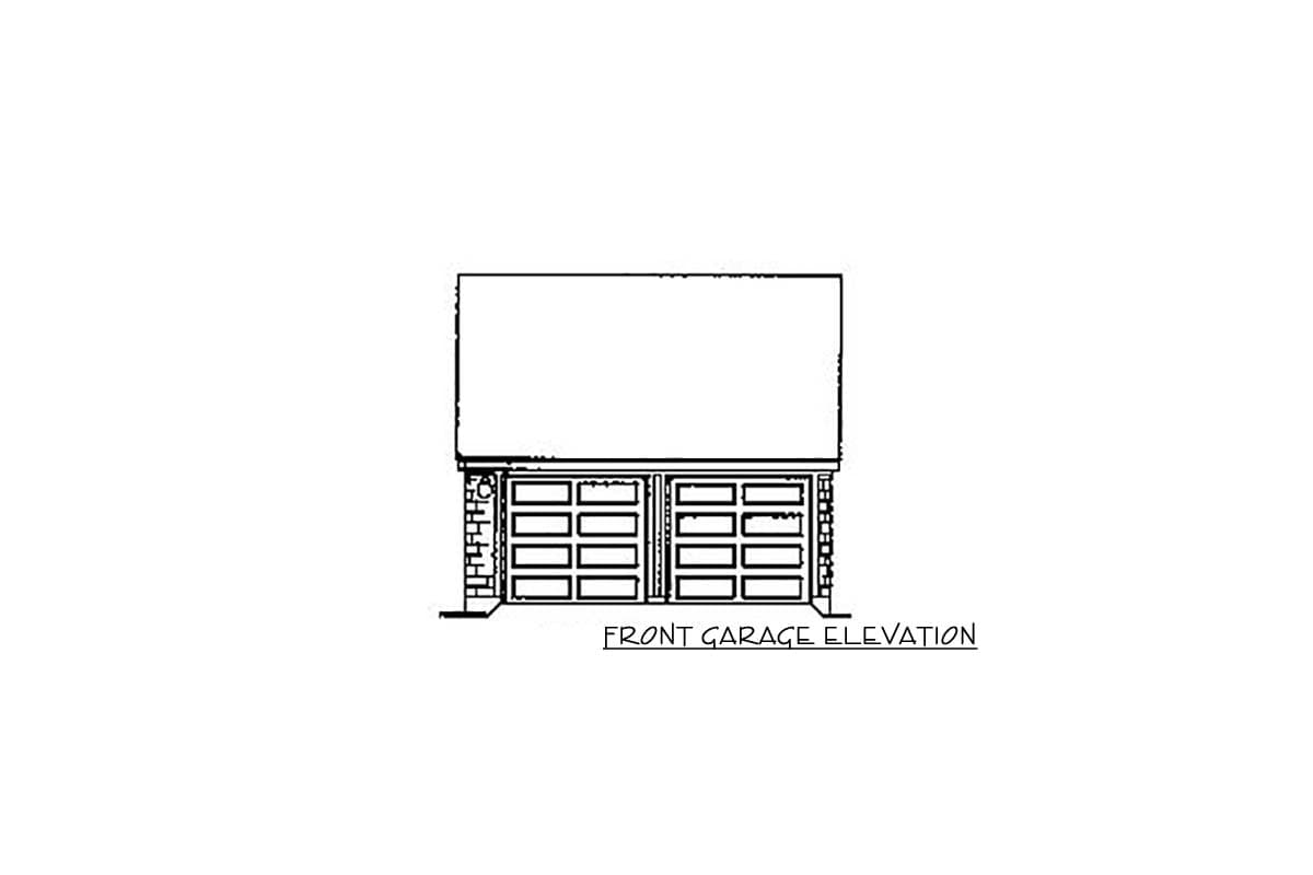 Front garage elevation drawing showing two double doors with brick detail on the sides.