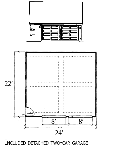 Plan 1960GT: Shingled-style Cottage with Wraparound Porch and a 2-Car Detached Garage - Floor Plan - Detached Garage - Cape Cod, Cottage, Country, Shingle