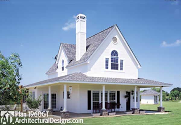 Plan 1960GT: Shingled-style Cottage with Wraparound Porch and a 2-Car Detached Garage - Image #4 - Cape Cod, Cottage, Country, Shingle