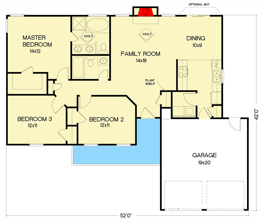 Plan 2001GA: Lovely Brick Ranch - Floor Plan - Main Level - Ranch