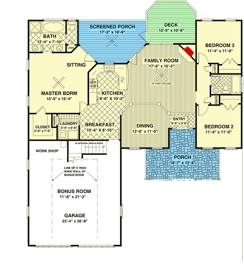 Plan 20038GA: Charming Country Cottage - Floor Plan - Main Level - Country, Traditional