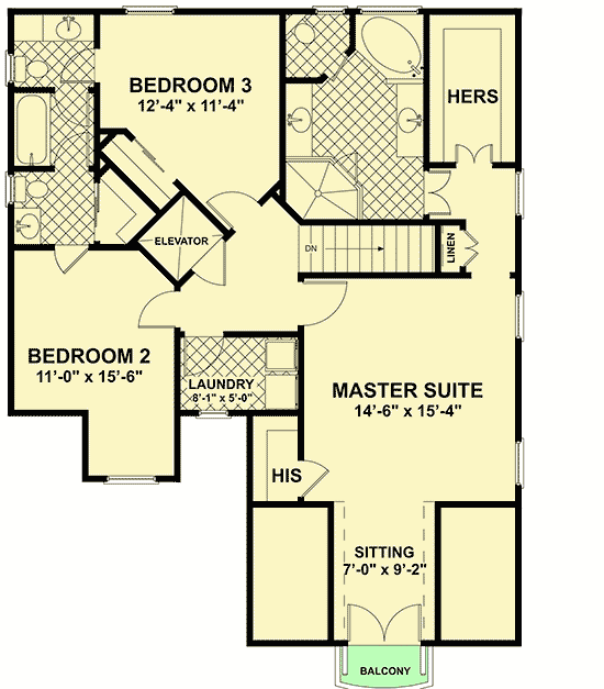 Plan 20046GA: Baby Boomer House Plan with Elevator - Floor Plan - 2nd Floor - Country, Craftsman