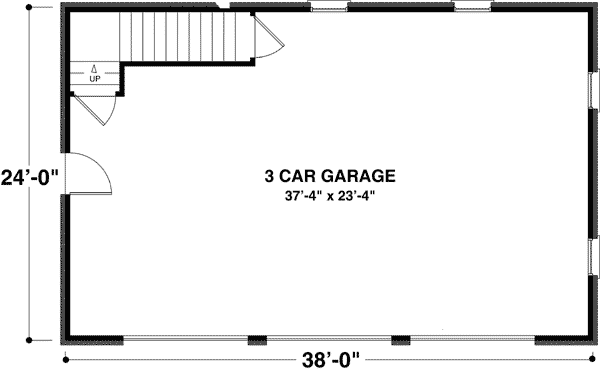 Plan 20054GA: Siding Three-Car 912 Square Foot Garage with Storage Above - Floor Plan - Main Level - Country, Farmhouse, Traditional