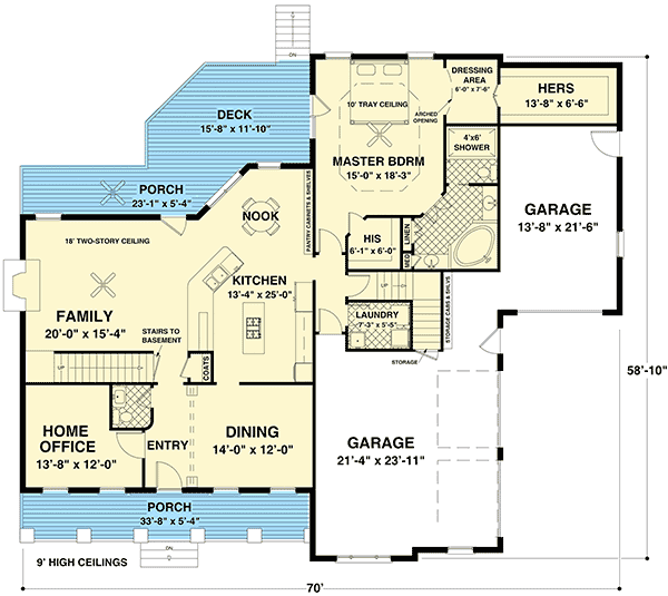 Plan 20070GA: Country House Plan with Two Bonus Areas - Floor Plan - Main Level - Country, Craftsman, Northwest
