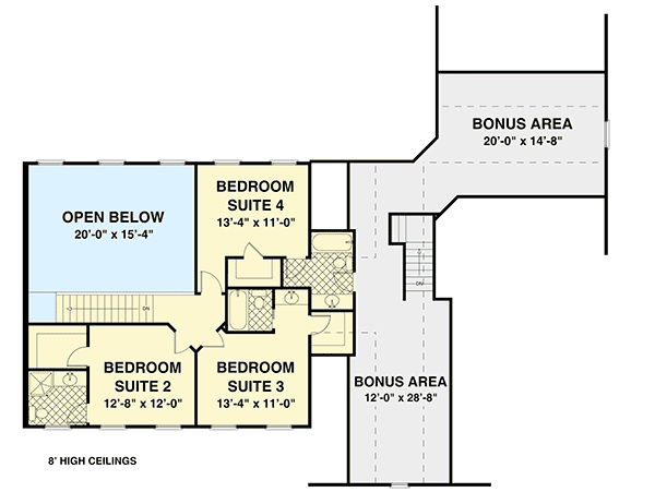 Plan 20070GA: Country House Plan with Two Bonus Areas - Floor Plan - 2nd Floor - Country, Craftsman, Northwest