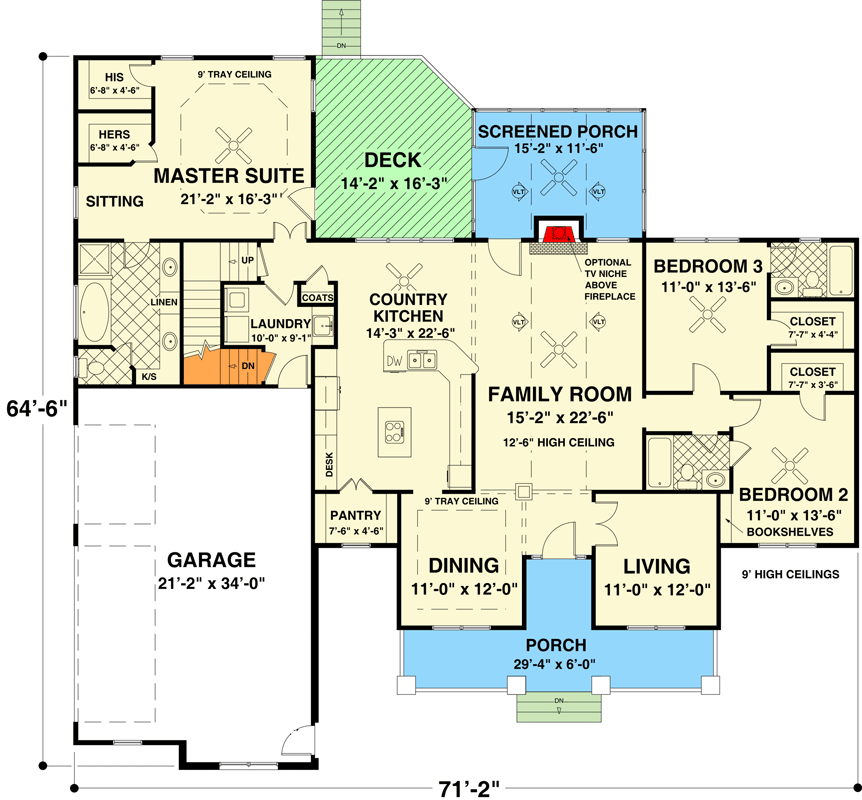 Plan 20078GA: Flexible Ranch with Loaded Optional Lower Level - Floor Plan - Main Level - Country, Ranch, Traditional