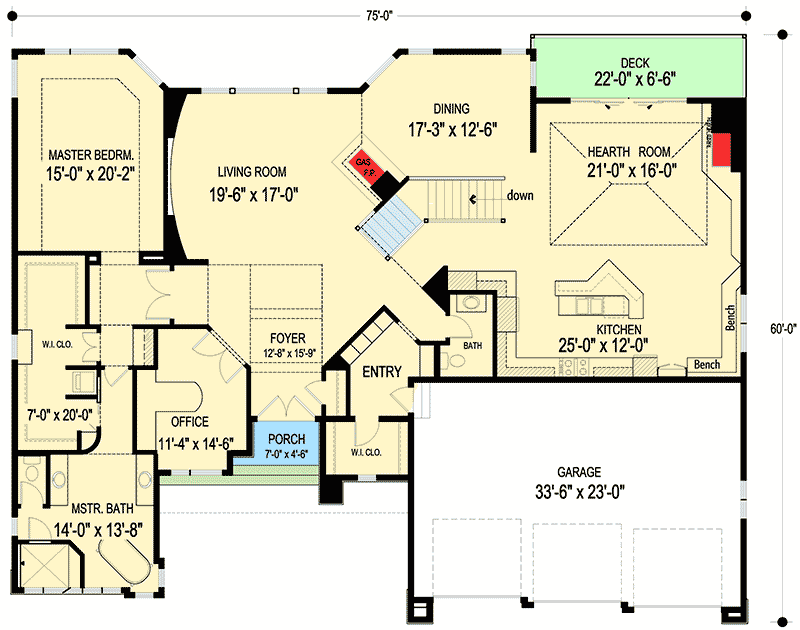 Plan 20092GA: Frank Lloyd Wright Inspiration - Floor Plan - Main Level - Contemporary, Prairie