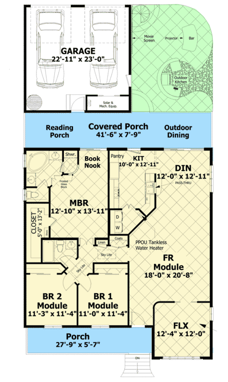 Plan 20102GA: Golfer's Dream House Plan - Floor Plan - Main Level - Cottage, Craftsman, Northwest, Vacation