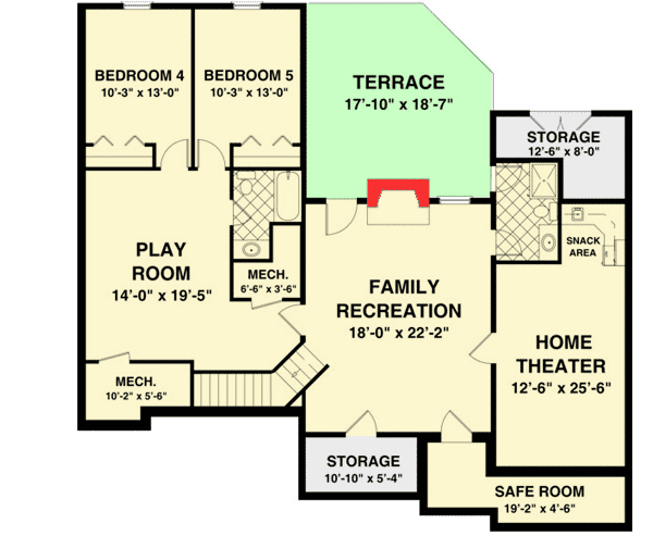 Plan 20103GA: 3 Car Craftsman Ranch Home Plan - 1800 Sq Ft - Floor Plan - Lower Level - Craftsman, Northwest, Ranch