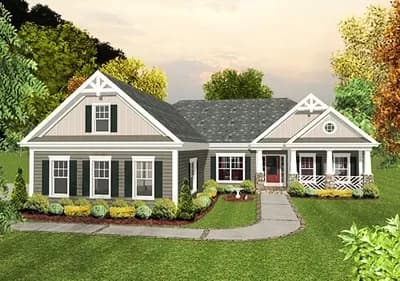3 Car Craftsman Ranch Home Plan - 1800 Sq Ft