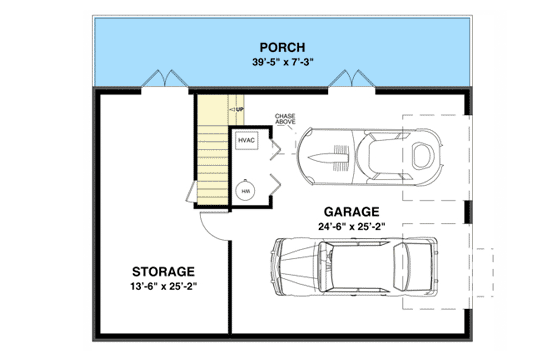 Plan 20104GA: Country Craftsman With Drive-Under Garage - Floor Plan - Basement - Cottage, Country, Craftsman