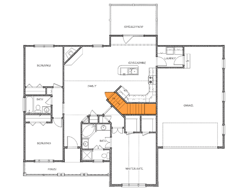 Plan 20108GA: 3 Bedroom Ranch With Covered Porches - Floor Plan - Basement Stairs - Country, Ranch, Traditional