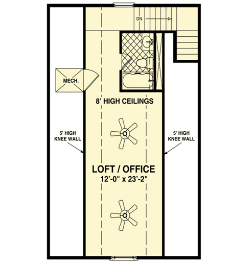 Plan 20115GA: Cozy Cottage With Bedroom Loft - Floor Plan - 2nd Floor - Cottage, Country, New Orleans, Vacation