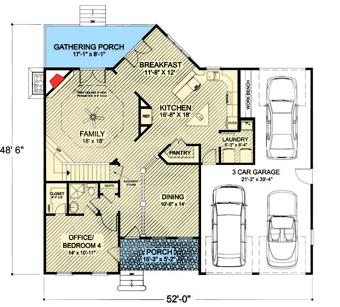 Plan 20123GA: Craftsman Home with a Hideaway and a Sports Court - Floor Plan - Main Level - Craftsman, Northwest