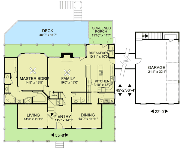 Plan 2049GA: Quaint Country Home Plan - Floor Plan - Main Level - Country, Farmhouse