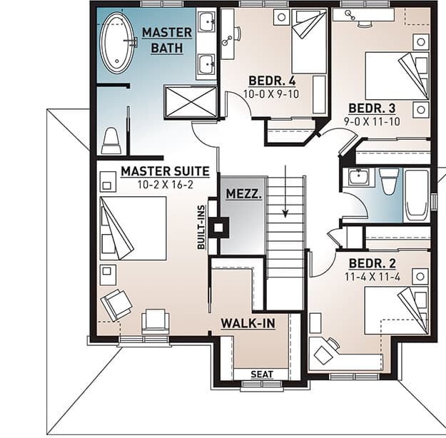 Plan 21010DR: Two-Story Home Plan with Master Suite Sitting Area - Floor Plan - 2nd Floor - Country