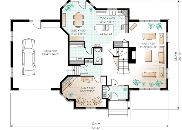 Plan 21015DR: European House Plan Boasts Cozy Floor Plan - Floor Plan - Main Level - European
