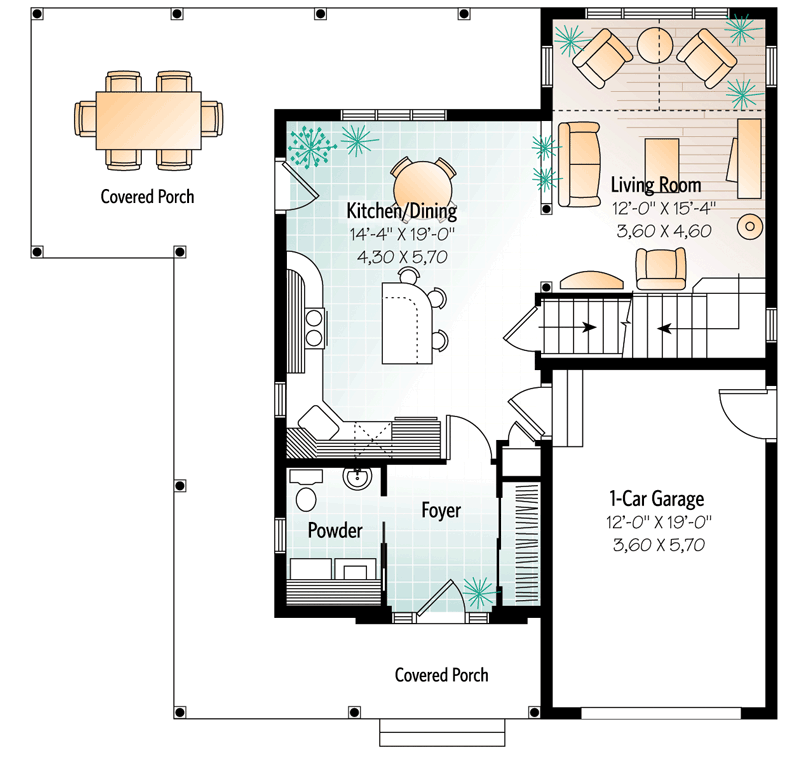 Plan 21027DR: Lovely Wrap-Around Porch - Floor Plan - Main Level - Country