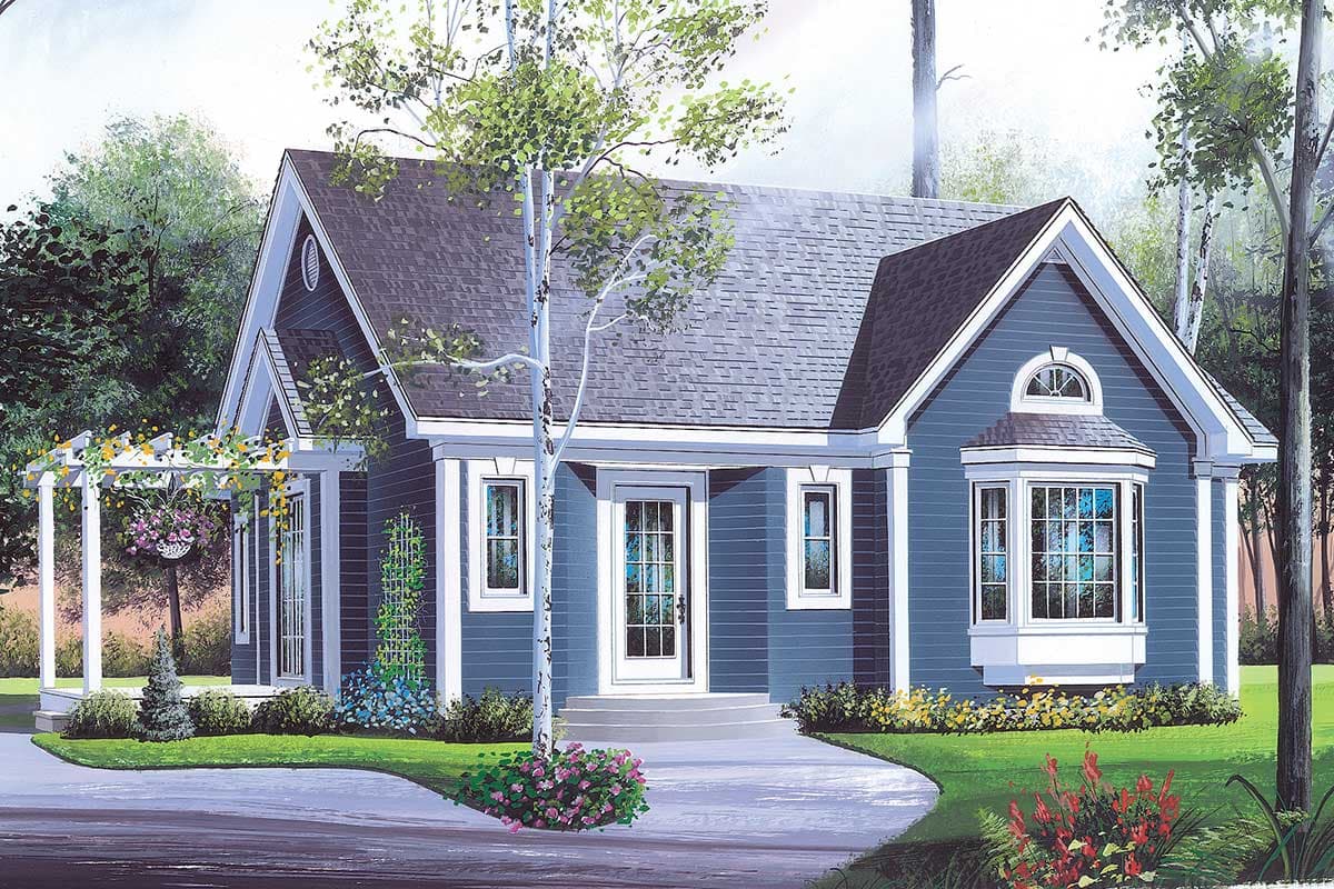 Plan 21041DR: 2 Bed 1 Bath One Level House Plan - 1262 Sq Ft - Image #6 - Country, Traditional