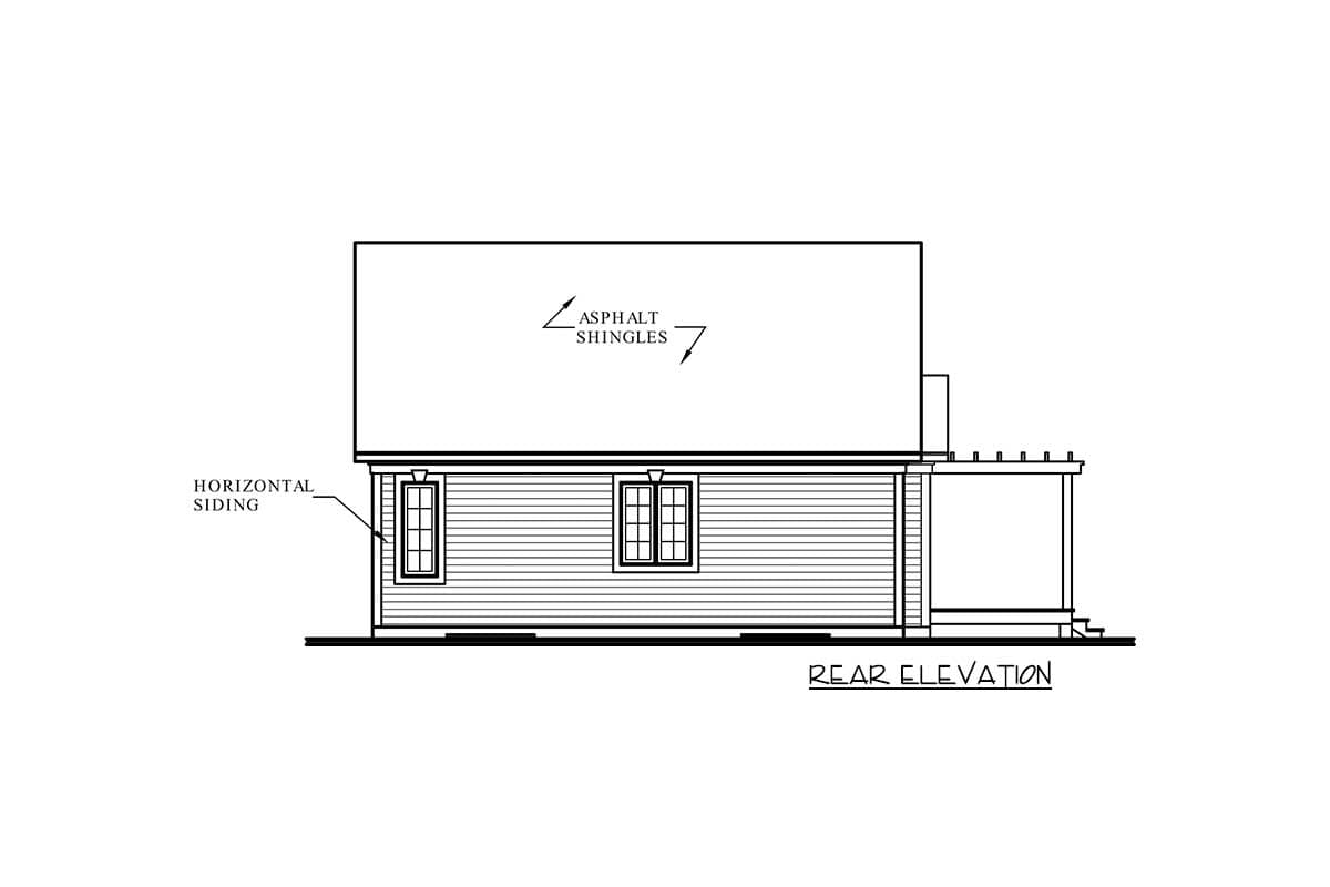 Plan 21041DR: 2 Bed 1 Bath One Level House Plan - 1262 Sq Ft - Image #7 - Country, Traditional