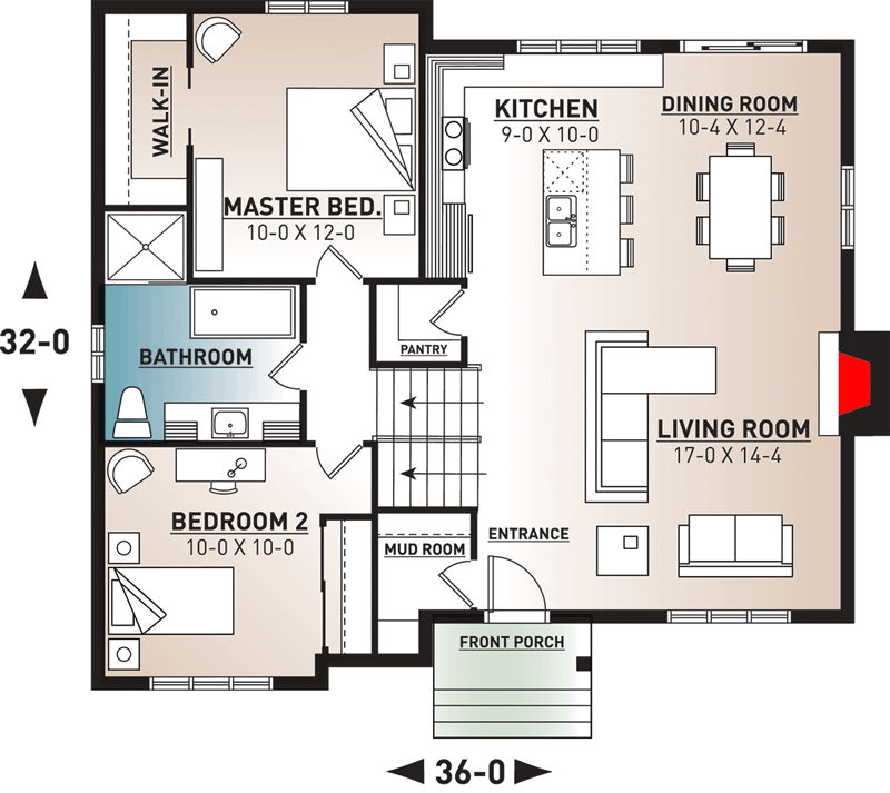 Plan 21047DR: 3-Bed Split Level Home Plan  - Floor Plan - Main Level - Traditional