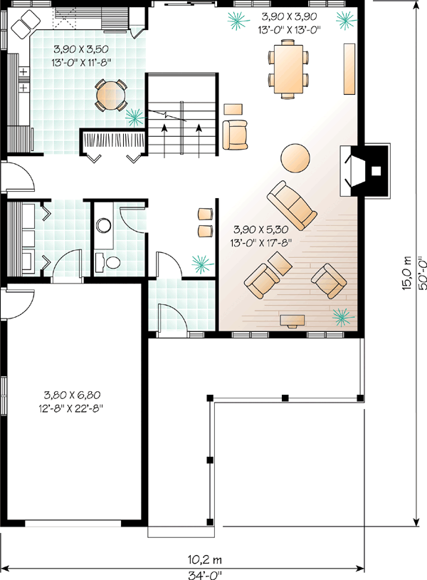 Plan 21066DR: 3-Bed Modern Farmhouse Plan with One-Garage - 1997 Sq Ft - Floor Plan - Main Level - Modern Farmhouse, Traditional