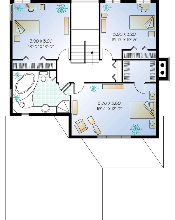 Plan 21066DR: 3-Bed Modern Farmhouse Plan with One-Garage - 1997 Sq Ft - Floor Plan - 2nd Floor - Modern Farmhouse, Traditional