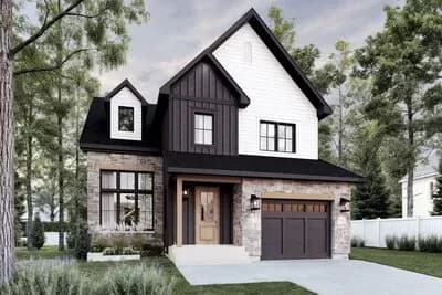 Two-Story New American House Plan with 5-Bedrooms and Finished Basement - 2288 Sq Ft