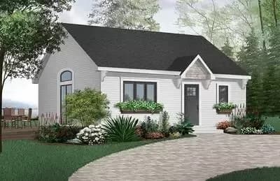Simple ADU Cottage House Plan - 784 Sq Ft