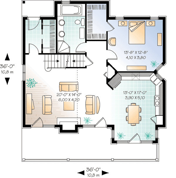 Plan 21091DR: Four-Seasons Cottage - Floor Plan - Main Level - Cottage, Country, Mountain, Rustic, Vacation