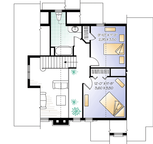 Plan 21091DR: Four-Seasons Cottage - Floor Plan - 2nd Floor - Cottage, Country, Mountain, Rustic, Vacation