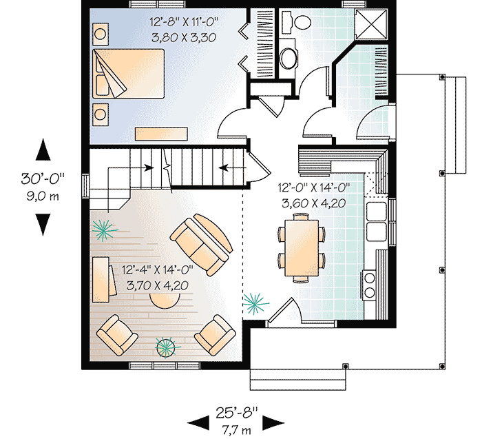 Plan 21093DR: Country Charm with Wrap-Around Porch - Floor Plan - Main Level - Cottage, Country