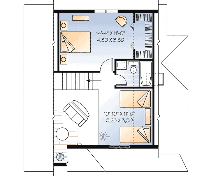 Plan 21093DR: Country Charm with Wrap-Around Porch - Floor Plan - 2nd Floor - Cottage, Country