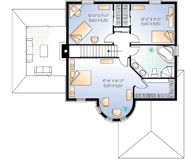 Plan 21101DR: Home Plan with Turret and Options - 1972 Sq Ft - Floor Plan - 2nd Floor - European, Traditional