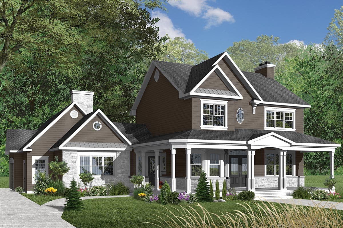 Plan 21122DR: Cascading Gables, Wrap-Around Porch - Image #4 - Country
